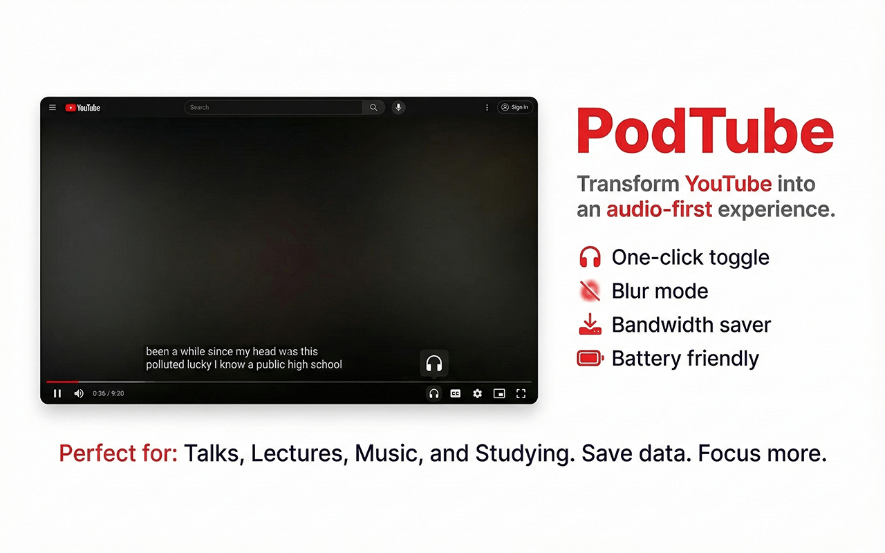 PodTube Interface Screenshot